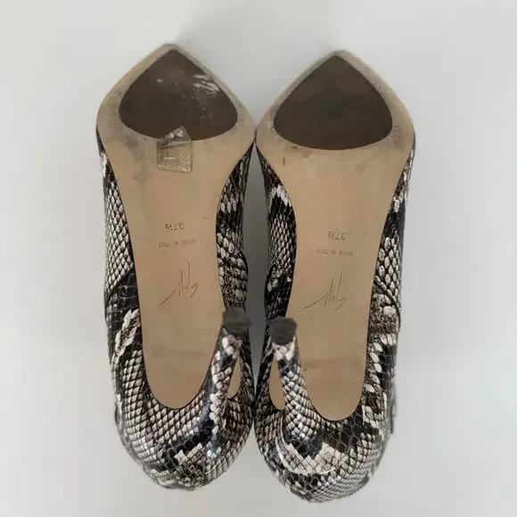 Giuseppe Zanotti Tysha Snake Embossed Leather Ankle Boots 37.5 (US7.5)